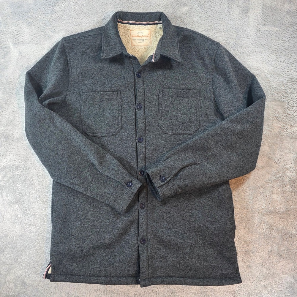 Weatherproof Vintage Sherpa Lined Shirt Jacket Charcoal Gray Medium Mens Shacket